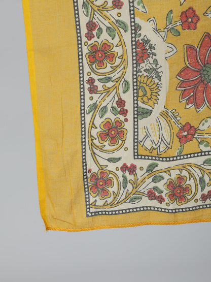 Women Mustard Printed Flared Kurta With Trouser & Dupatta | LASVINI - Redefining Indian Fashion with Elegance