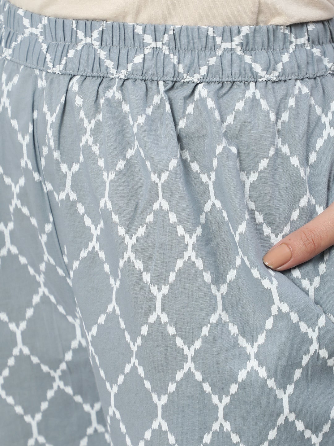 Women Grey Paisley Printed Panelled Pure Cotton Kurta With Trouser & Dupatta | LASVINI - Redefining Indian Fashion with Elegance