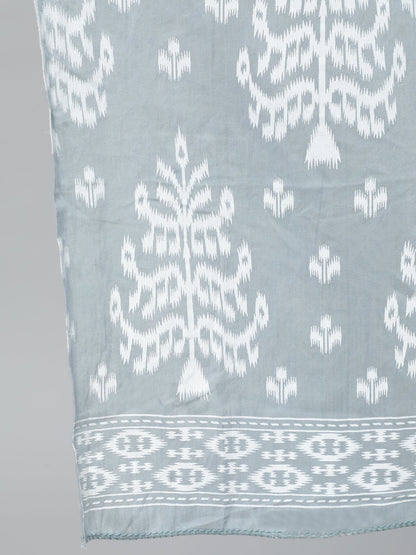 Women Grey Paisley Printed Panelled Pure Cotton Kurta With Trouser & Dupatta | LASVINI - Redefining Indian Fashion with Elegance