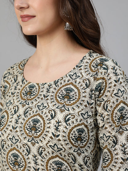 Women Off White Ethnic Motif Printed Kurta With Palzzo And Dupatta | LASVINI - Redefining Indian Fashion with Elegance