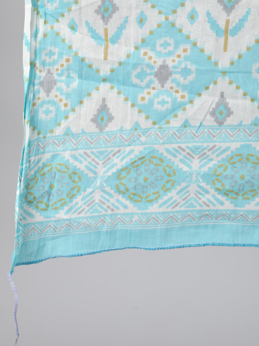 Women Blue & Off White Printed Kurta With Plazo & Dupatta | LASVINI - Redefining Indian Fashion with Elegance