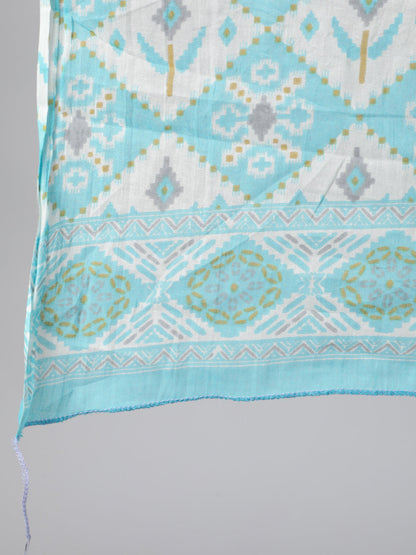 Women Blue & Off White Printed Kurta With Plazo & Dupatta | LASVINI - Redefining Indian Fashion with Elegance
