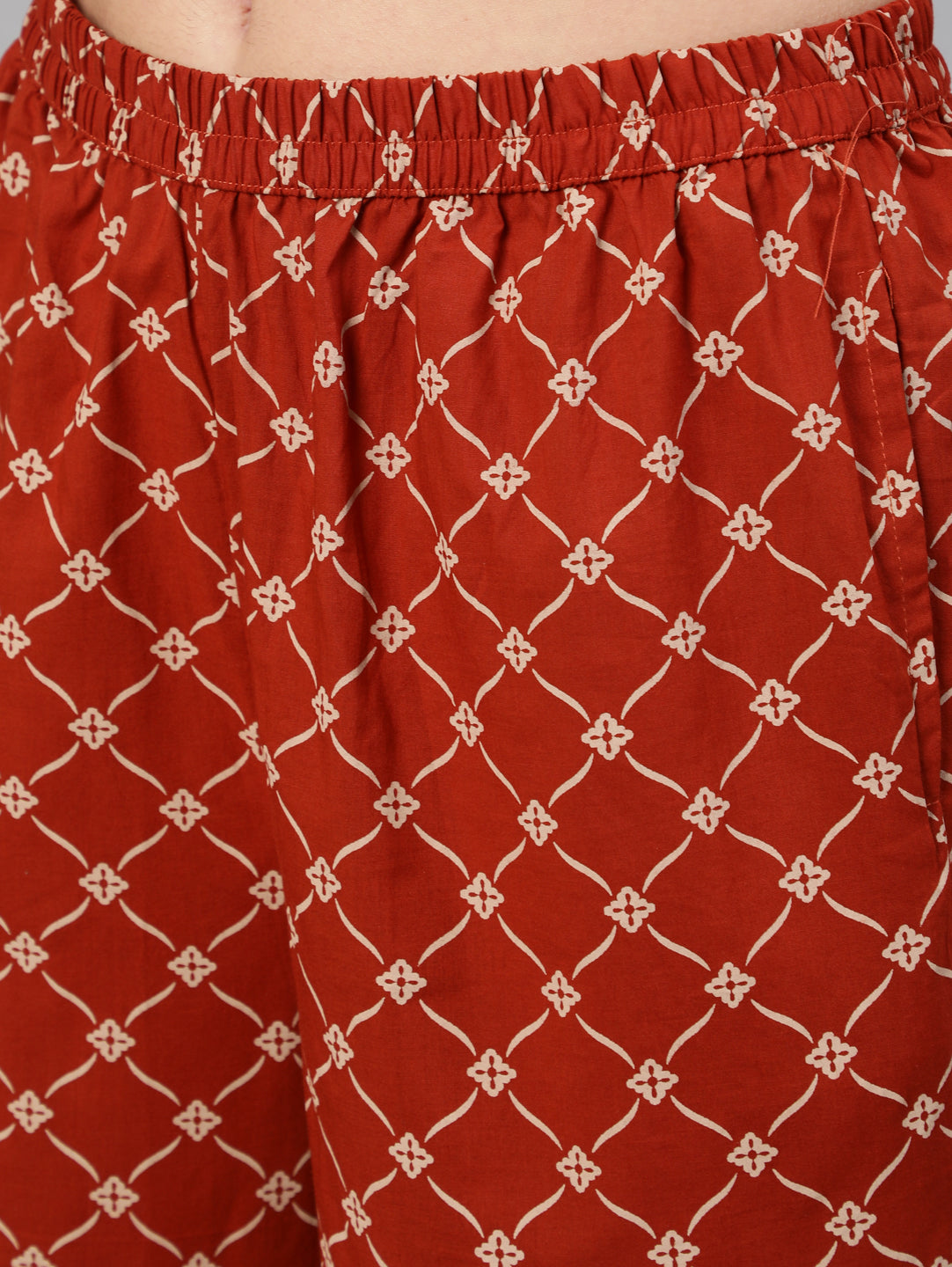 Women Rust Ethnic Printed Straight Kurta With Palazzo And Dupatta | LASVINI - Redefining Indian Fashion with Elegance