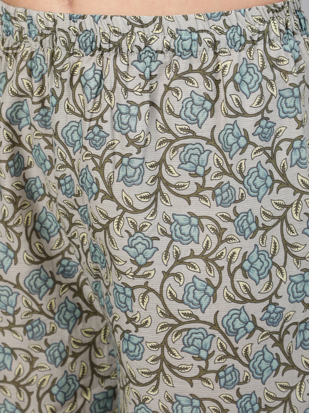 Women Grey Printed Kurta With Plazo & Dupatta | LASVINI - Redefining Indian Fashion with Elegance