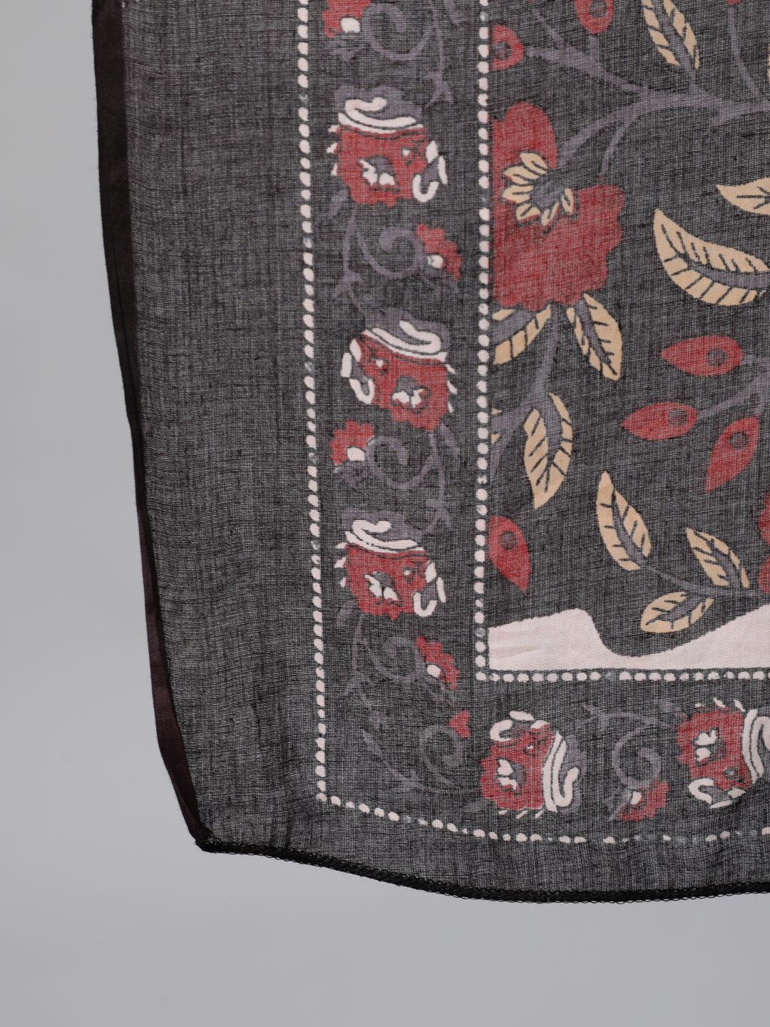 Women Black And Maroon Floral Printed Kurta With Trouser & Dupatta | LASVINI - Redefining Indian Fashion with Elegance