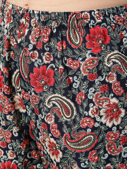 Women Multi Ethnic Printed Flared Kurta And Trouser With Dupatta | LASVINI - Redefining Indian Fashion with Elegance