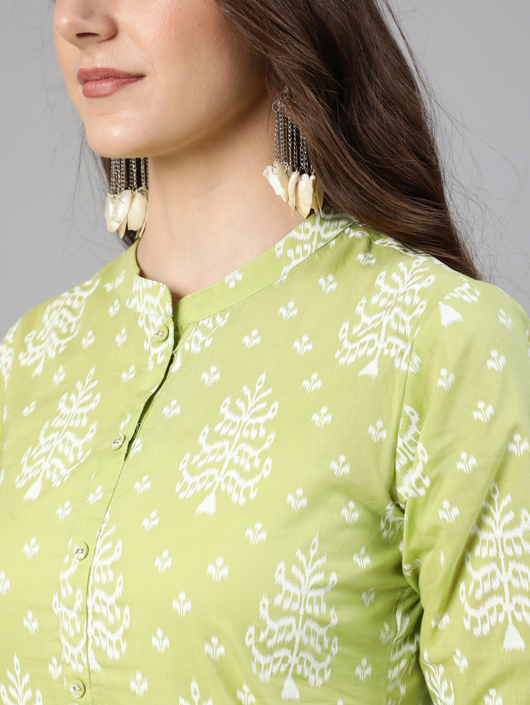 Women Green Ethnic Printed Straight Kurta With Palazzo And Dupatta | LASVINI - Redefining Indian Fashion with Elegance