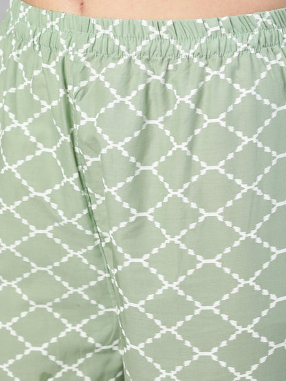 Women Olive Green Ethnic Printed Kurta And Palazzo With Dupatta | LASVINI - Redefining Indian Fashion with Elegance