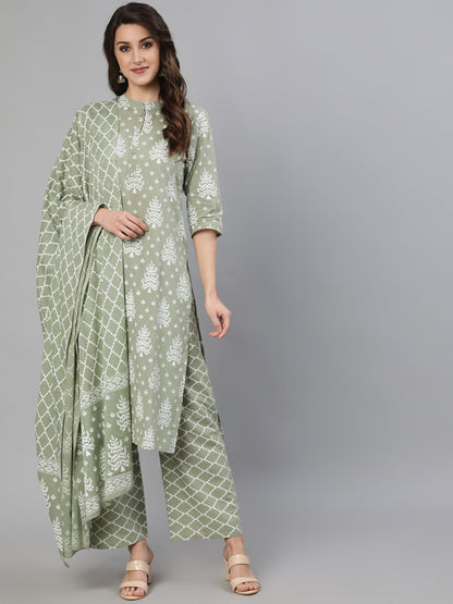Women Grey Ethnic Printed Straight Kurta With Three Quarter Sleeves | LASVINI - Redefining Indian Fashion with Elegance
