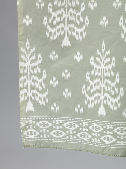 Women Grey Ethnic Printed Straight Kurta With Three Quarter Sleeves | LASVINI - Redefining Indian Fashion with Elegance