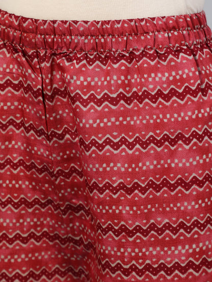 Women Maroon Ethnic Printed Kurta & Palazzo With Dupatta | LASVINI - Redefining Indian Fashion with Elegance