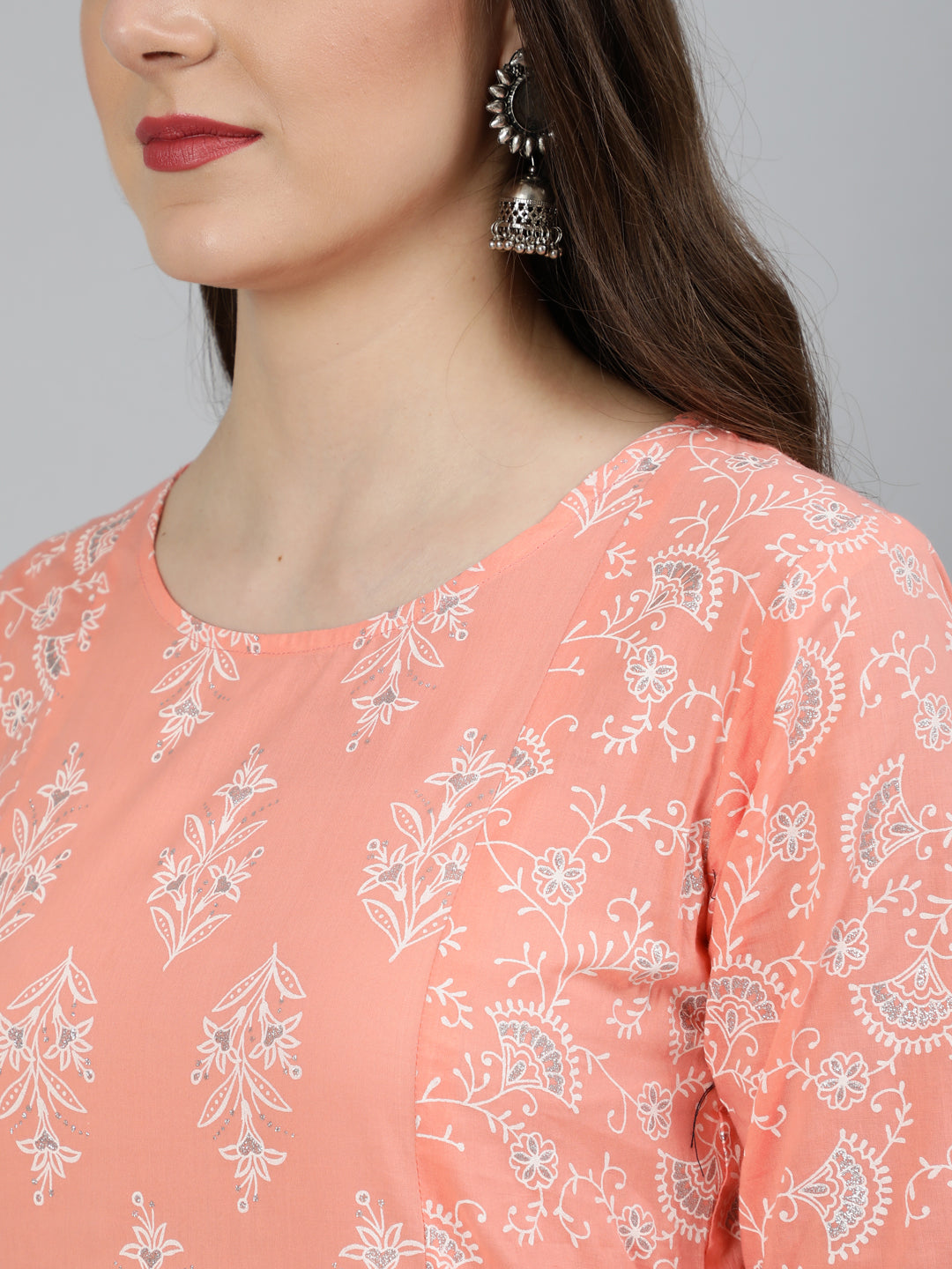 Women Peach Floral Printed Kurta And Palazzo With Dupatta | LASVINI - Redefining Indian Fashion with Elegance