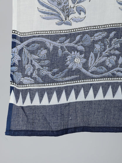 Women Blue Floral Printed Gathered Kurta With Palzzo And Dupatta | LASVINI - Redefining Indian Fashion with Elegance