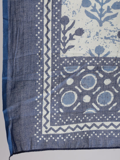 Women Navy Blue Ethnic Printed Straight Kurta With Palazzo And Dupatta | LASVINI - Redefining Indian Fashion with Elegance