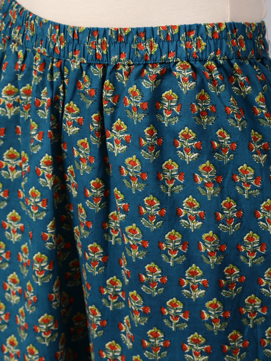 Women Green Floral Printed Flared Kurta With Trouser And Dupatta | LASVINI - Redefining Indian Fashion with Elegance