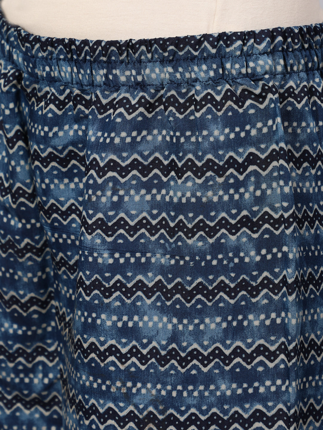 Women Grey & Navy Blue Ethnic Printed Straight Kurta With Palazzo And Printed Dupatta | LASVINI - Redefining Indian Fashion with Elegance