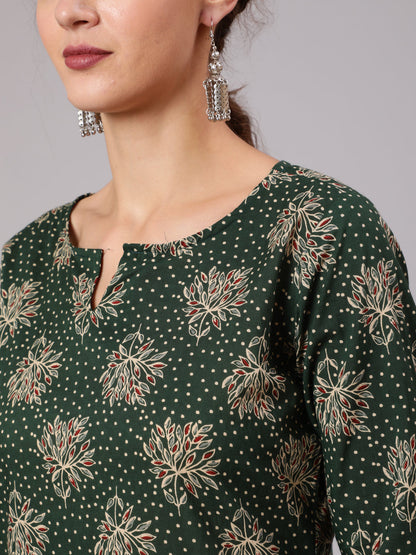 Women Green Ethnic Printed Kurta With Plazzo And Dupatta | LASVINI - Redefining Indian Fashion with Elegance