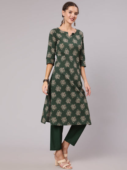 Women Green Ethnic Printed Kurta With Plazzo And Dupatta | LASVINI - Redefining Indian Fashion with Elegance