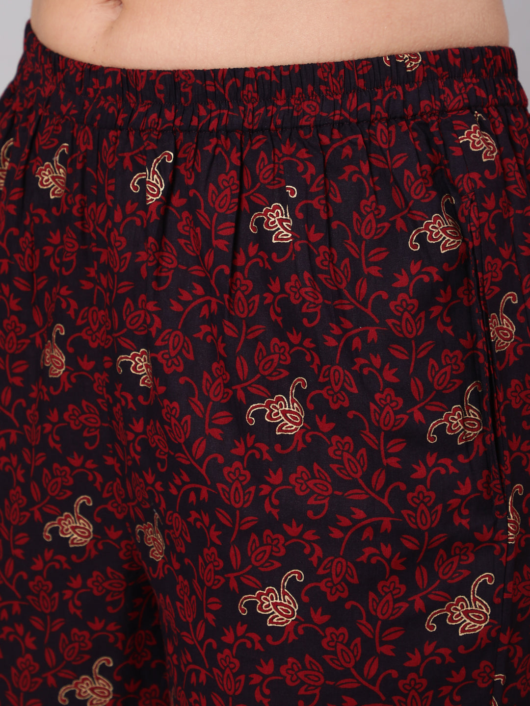 Women Black & Maroon Ethnic Motif Printed Straight Kurta With Trouser And Dupatta | LASVINI - Redefining Indian Fashion with Elegance