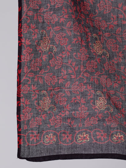 Women Black & Maroon Ethnic Motif Printed Straight Kurta With Trouser And Dupatta | LASVINI - Redefining Indian Fashion with Elegance
