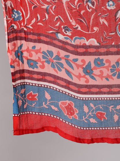 Women Red Floral Printed Straight Kurta & Palazzo With Dupatta | LASVINI - Redefining Indian Fashion with Elegance