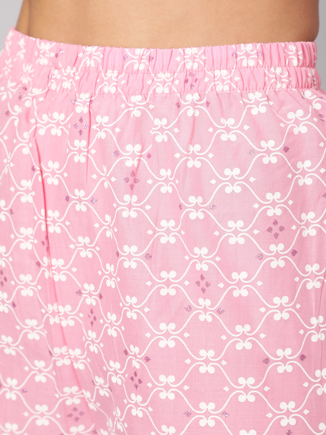 Women Pink Silver Floral Printed Straight Kurta With Palazzo And Dupatta | LASVINI - Redefining Indian Fashion with Elegance