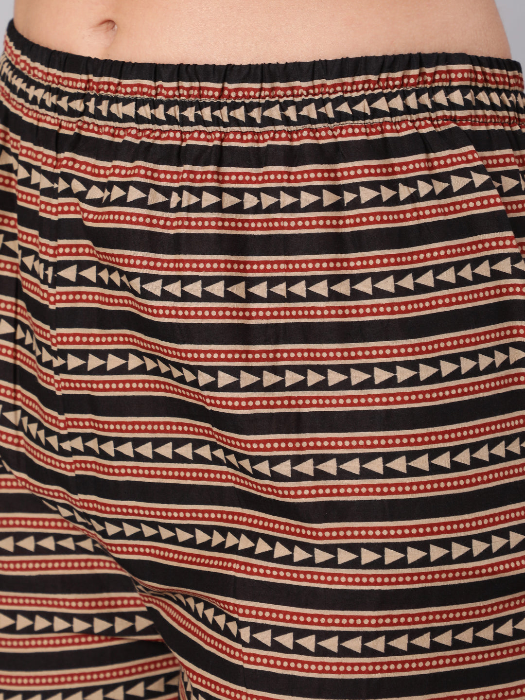 Women Black & Maroon Ethnic Motif Printed Sleevesless Straight Kurta With Palazzo And Dupatta | LASVINI - Redefining Indian Fashion with Elegance