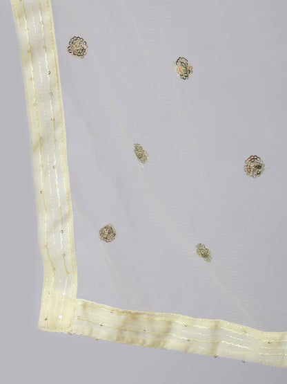 Women Yellow Sequence Georgette Kurta With Palazzo And Net Dupatta | LASVINI - Redefining Indian Fashion with Elegance