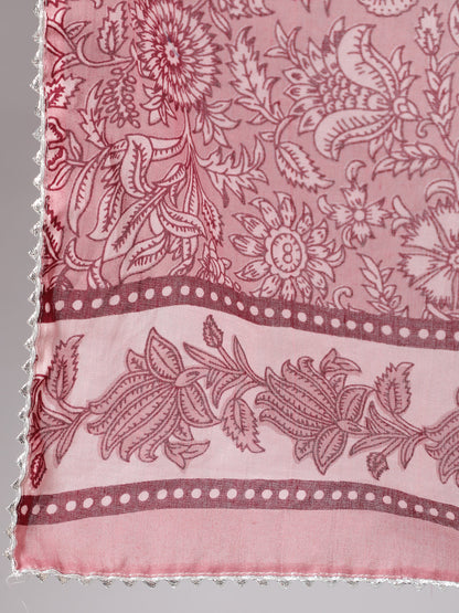 Women Purple Floral Straight Kurta With Palazzo And Dupatta | LASVINI - Redefining Indian Fashion with Elegance