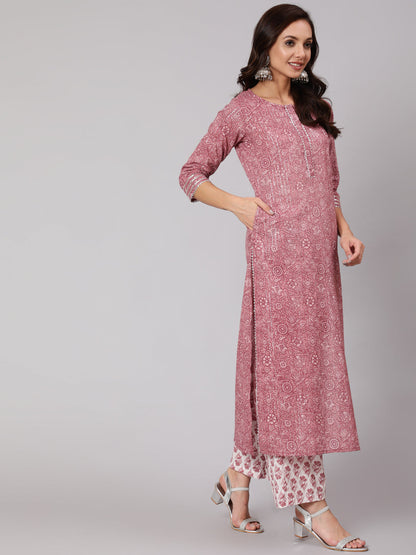 Women Purple Floral Straight Kurta With Palazzo And Dupatta | LASVINI - Redefining Indian Fashion with Elegance