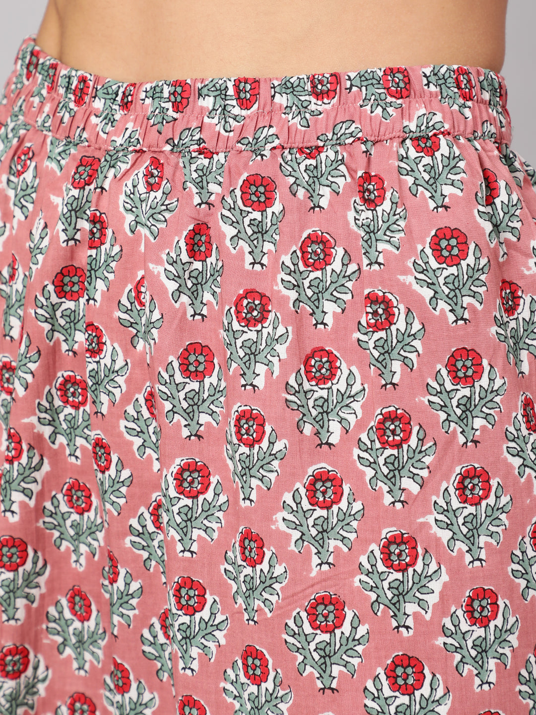 Women Pink Floral Printed Flared Kurta With Trouser With Dupatta | LASVINI - Redefining Indian Fashion with Elegance