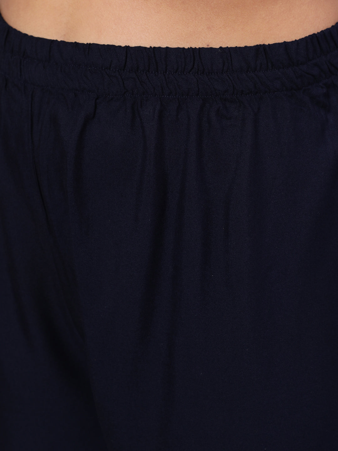 Women Navy Blue Embroidered Straight Kurta With Palazzo And Art Silk Dupatta | LASVINI - Redefining Indian Fashion with Elegance