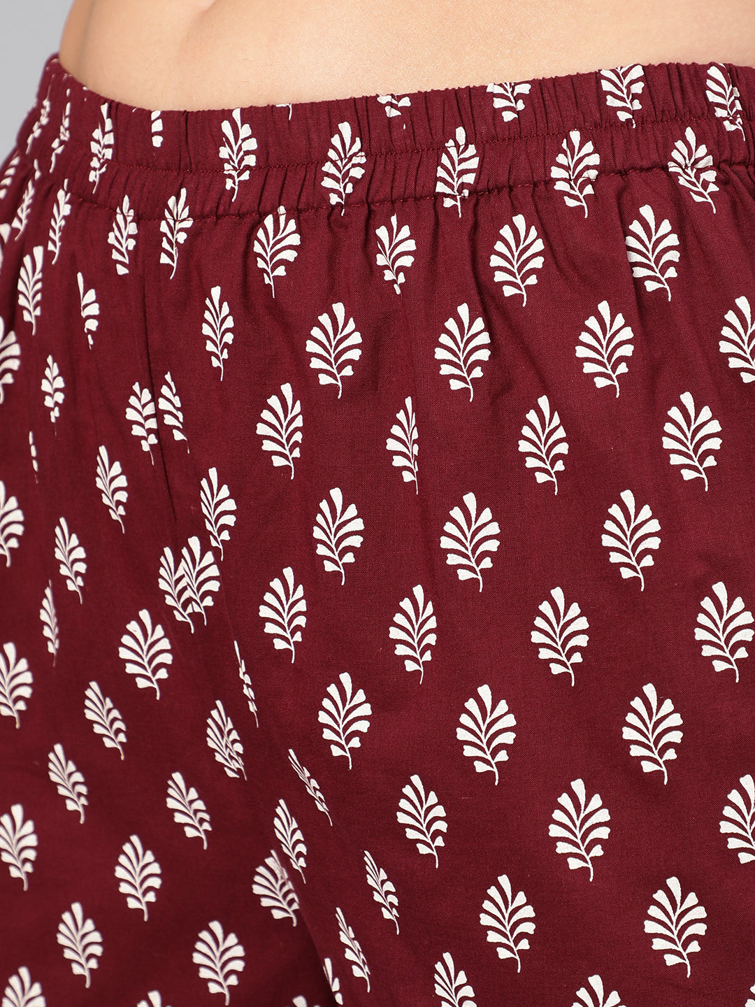 Women Burgundy Printed Flared Kurta With Trouser And Dupatta | LASVINI - Redefining Indian Fashion with Elegance