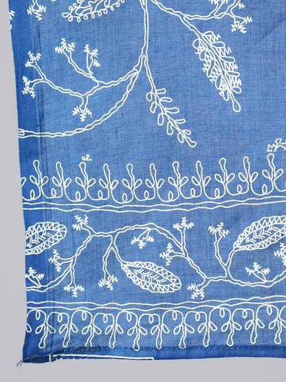 Women Blue Printed Flared Kurta With Trouser And Dupatta | LASVINI - Redefining Indian Fashion with Elegance