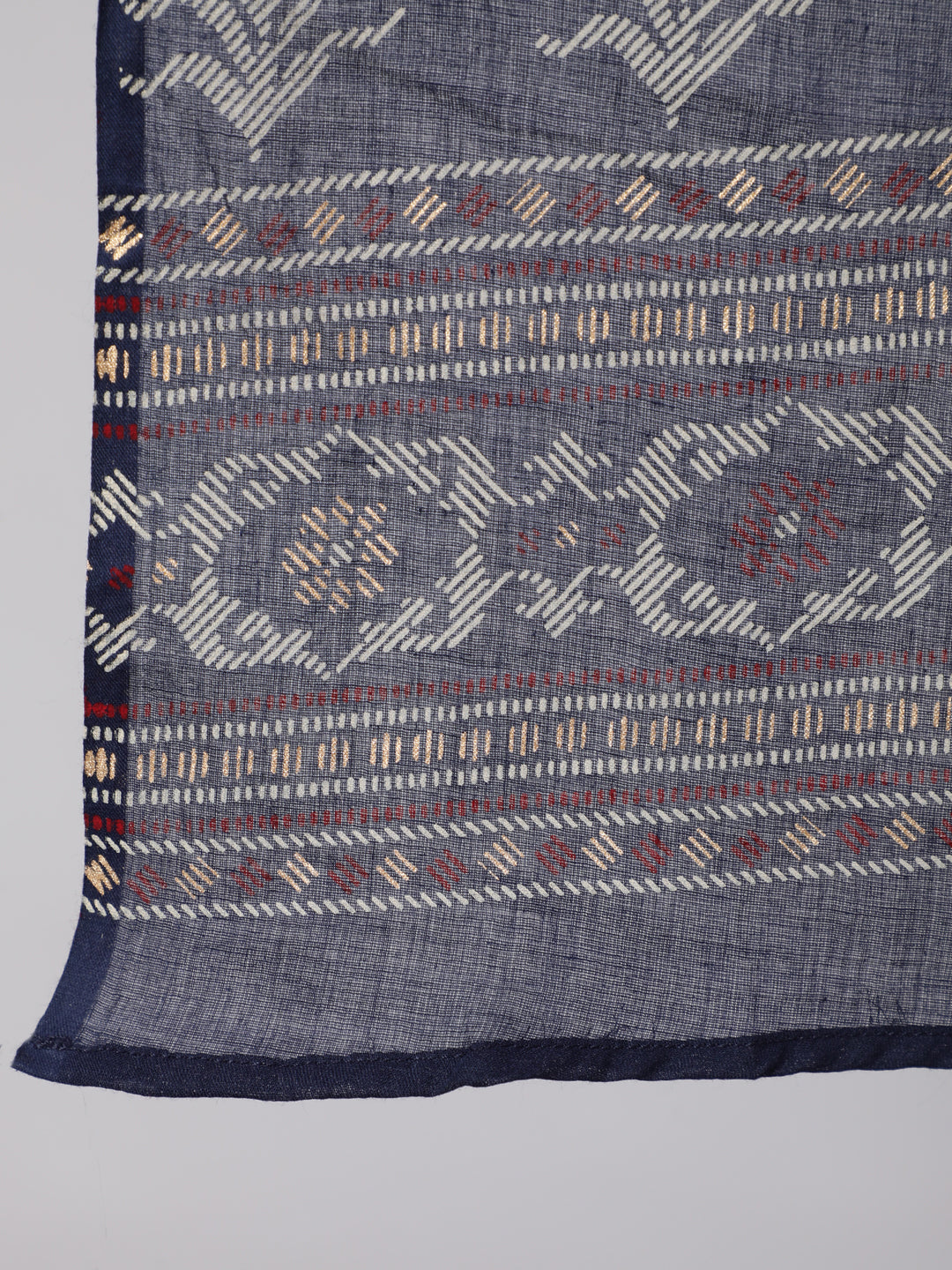 Women Navy Blue Ethnic Printed Straight Kurta With Palazzo And Dupatta | LASVINI - Redefining Indian Fashion with Elegance