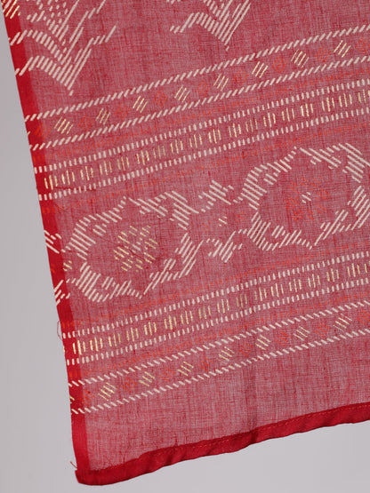 Women Red Printed Flared Kurta With Trouser And Dupatta | LASVINI - Redefining Indian Fashion with Elegance