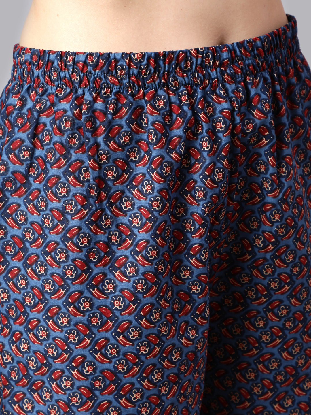 Women Maroon And Blue Floral Printed Straight Kurta And Palazzo With Palazzo | LASVINI - Redefining Indian Fashion with Elegance