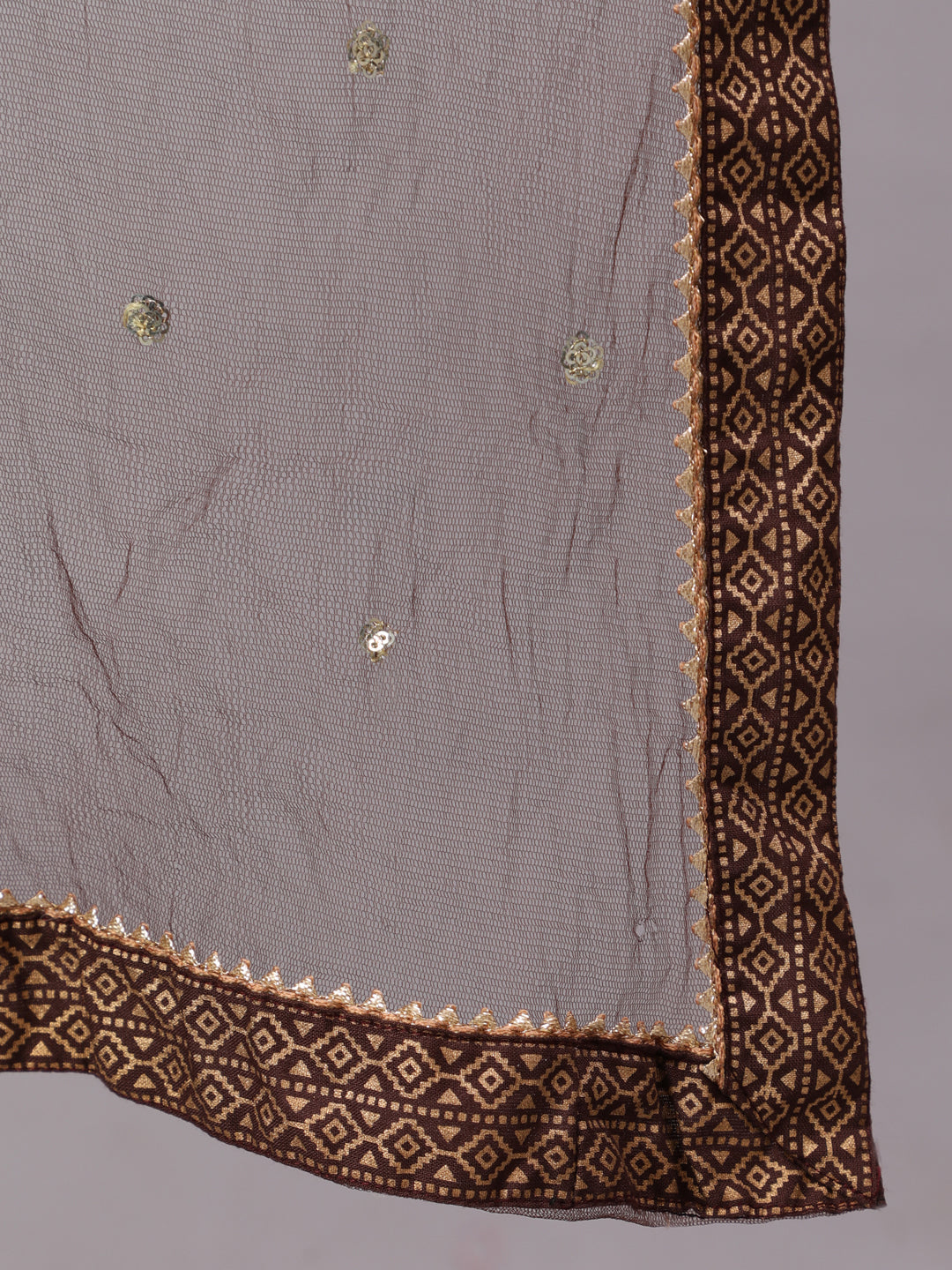 Women Choklet Brown Ethnic Kurta With Palazzo And Net Dupatta | LASVINI - Redefining Indian Fashion with Elegance