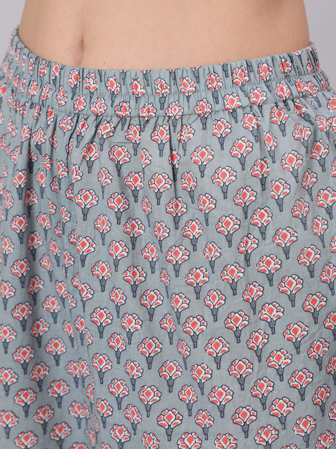 Women Grey Printed Flared Kurta With Trouser With Dupatta | LASVINI - Redefining Indian Fashion with Elegance