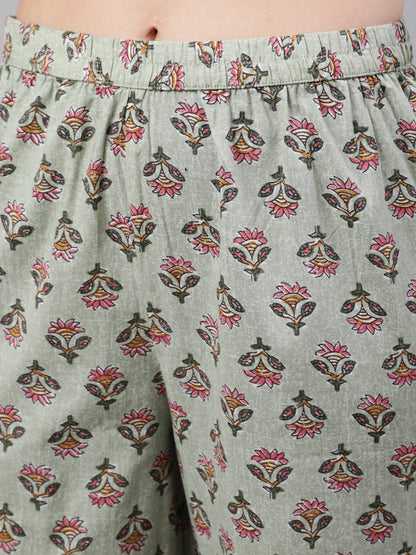 Women Green Printed Straight Kurta With Palazzo & Dupatta | LASVINI - Redefining Indian Fashion with Elegance