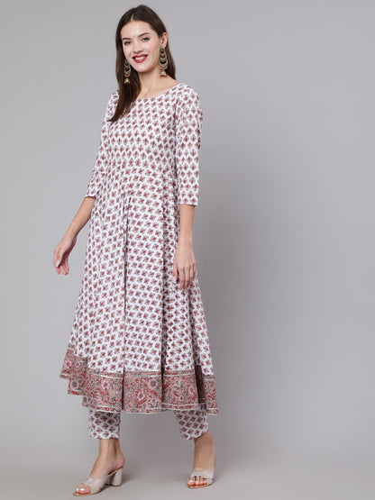 Women Off White Flared Kurta With Trouser & Dupatta | LASVINI - Redefining Indian Fashion with Elegance