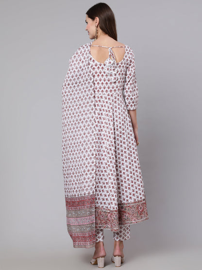Women Off White Flared Kurta With Trouser & Dupatta | LASVINI - Redefining Indian Fashion with Elegance