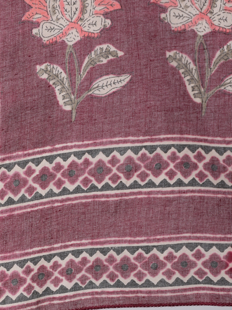 Women Burgundy Ethnic Printed Flared Kurta With Trouser And Dupatta | LASVINI - Redefining Indian Fashion with Elegance