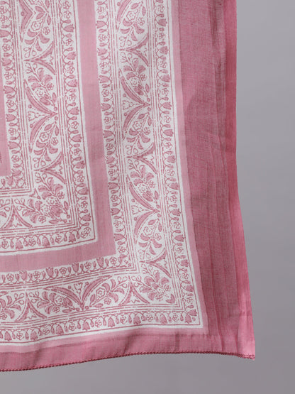 Women Pink Ethnic Printed Flared Kurta With Trouser And Dupatta | LASVINI - Redefining Indian Fashion with Elegance