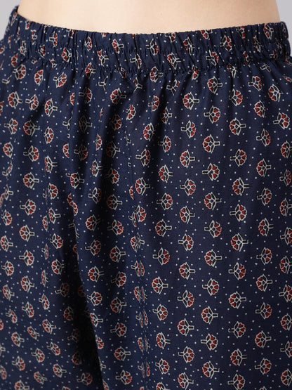 Women Blue Ethnic Printed Kurta With Trouser And Dupatta | LASVINI - Redefining Indian Fashion with Elegance