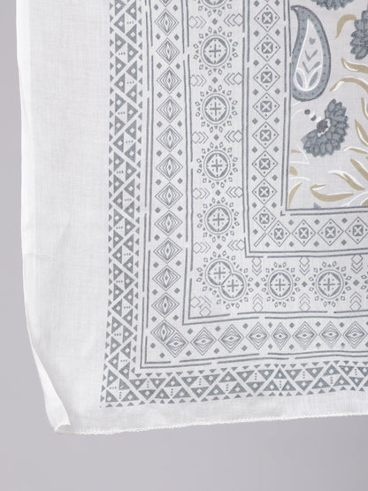 Women Grey Printed Flared Kurta With Trouser & Dupatta | LASVINI - Redefining Indian Fashion with Elegance
