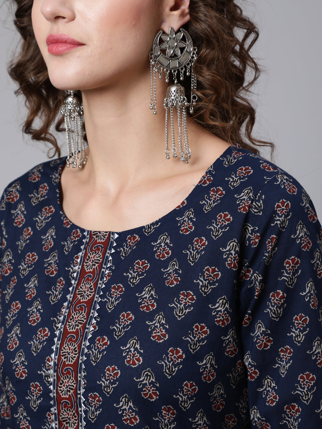 Women Blue Ethnic Printed Kurta With Trouser And Dupatta | LASVINI - Redefining Indian Fashion with Elegance