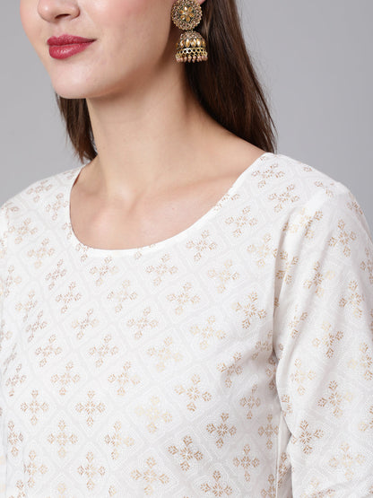 Women Off White Flared Kurta With Trouser & Dupatta | LASVINI - Redefining Indian Fashion with Elegance