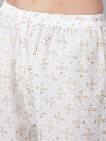 Women Off White Flared Kurta With Trouser & Dupatta | LASVINI - Redefining Indian Fashion with Elegance