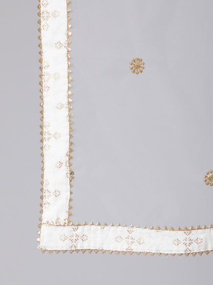 Women Off White Flared Kurta With Trouser & Dupatta | LASVINI - Redefining Indian Fashion with Elegance